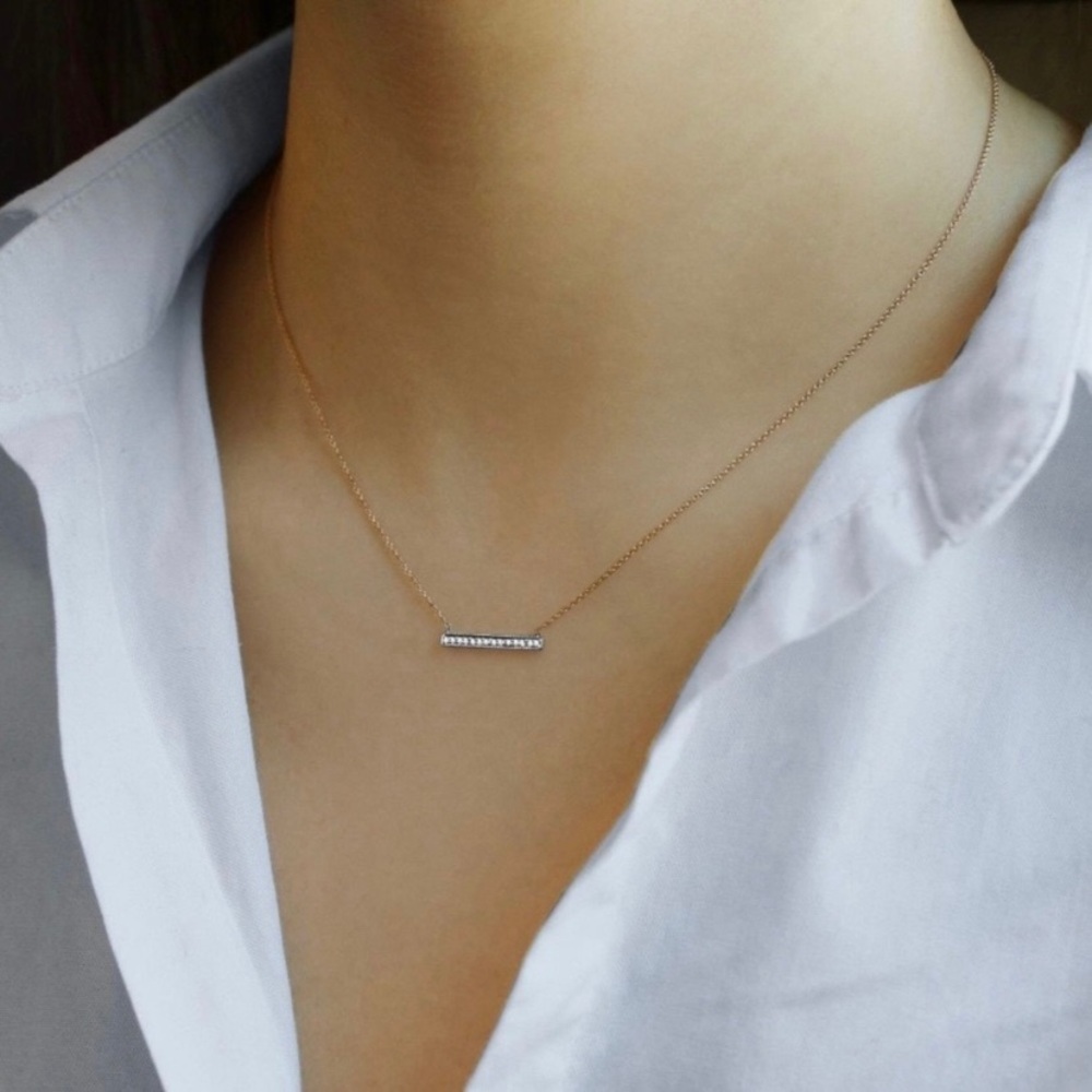 Dana Rebecca Sylvie Rose Medium Bar diamond necklace 14k yellow gold